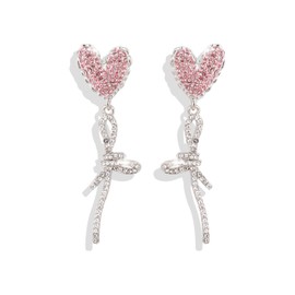 Pink Heart Earrings for Women Heart Drop Earrings Love Heart Dangle Earrings Heart Statement Earrings Jewelry Valentine's Day Gifts for Girlfriend