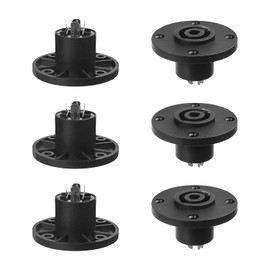 Fielect 6pcs Speakons Panel Mount Connector 4-Pin Audio Speaker Jack Twist Lock Round Speaker Jack Plate with Metal Insert LY-KNT041