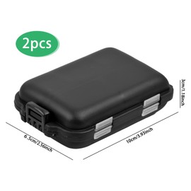 Pinsheng Pack of 2 Plastic Tackle Box, 10 Compartments, Small Fishing Bait Boxes, Waterproof Fishing Box, Bait Container for Fishing Accessories (Black)