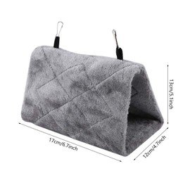 Bird Hammock, Soft Plush Parrot Hanging Hut Cage Perch Stand Swing Toys for Parakeet Cockatiel Lovebird Budgie Finch Canary Cockatoo African Grey Macaw [S-Gray] Nests