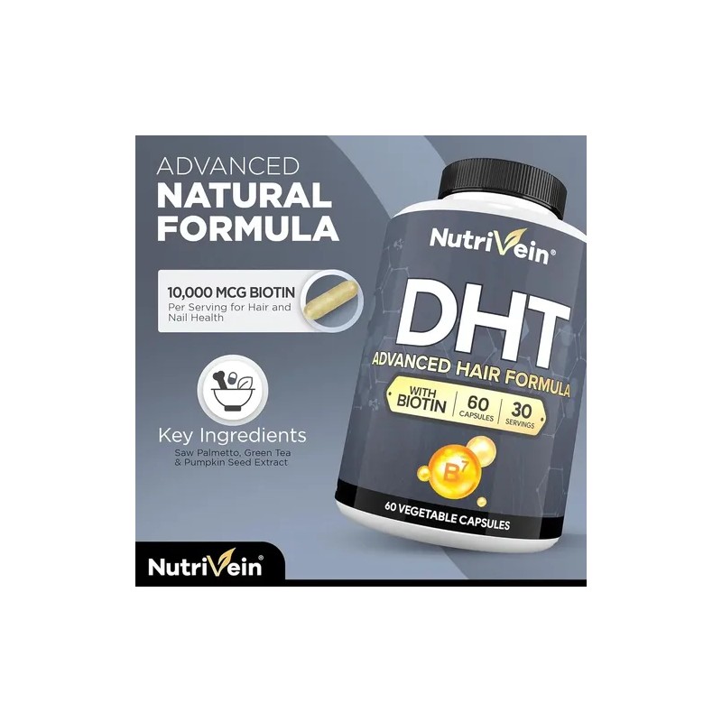Fórmula Avanzada DHT con Biotina DHT Blocker Hair Supplement, 60