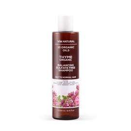 Biofresh cosmetics Via Natural Bio-Thymian shampoo mit 10 Bio-Öle für Haare - herren & damen, fettiges bis normales Haar, haarpflege, ausgleichendes Shampoo, sulfatfrei, vegan 250ml