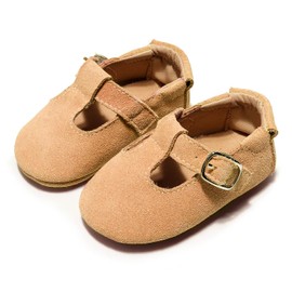 HONGTEYA Leather Baby Moccasins Hard Soled Tassel Crib Toddler Shoes for Boys and Girls(E02-brown-3.12-18 Months)