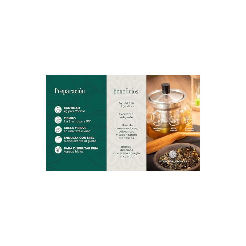 Molienda Sagrada, Té Verde Jazmín, Infusión de Te verde en