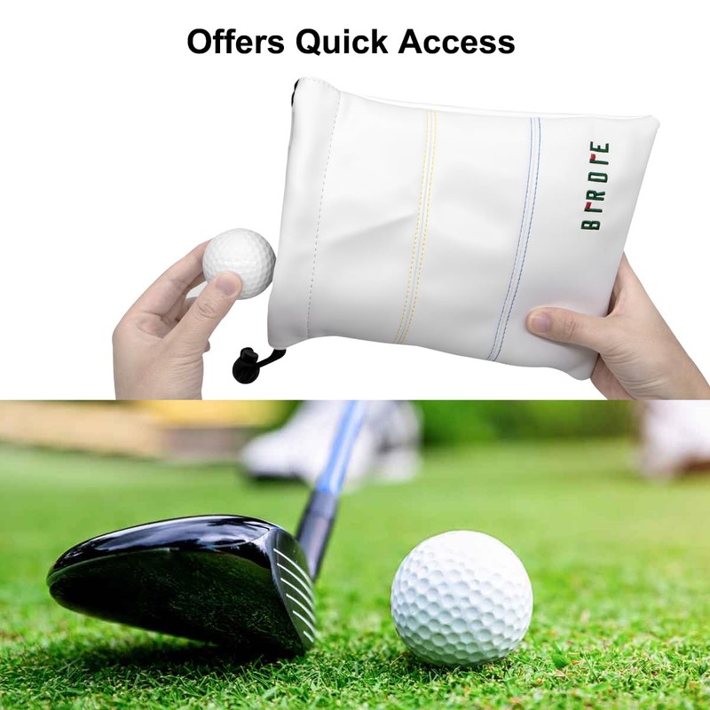 Aliennana Golf Valuables Pouch, Leather Golf Tee Pouch with Drawstring