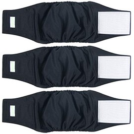 wegreeco Washable Male Dog Belly Wrap - Pack of 3 - (Black, Black, Black, X-Small)