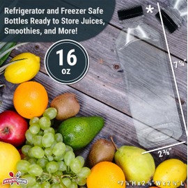 Professional Grade Empty 16.9 Oz Plastic Juice Bottles with Black Caps. 10Pk for Orange, Apple, Cranberry and Other Fruit Juices, Smoothies or Beverage Blends. Reusable PET Drink Juicing Container