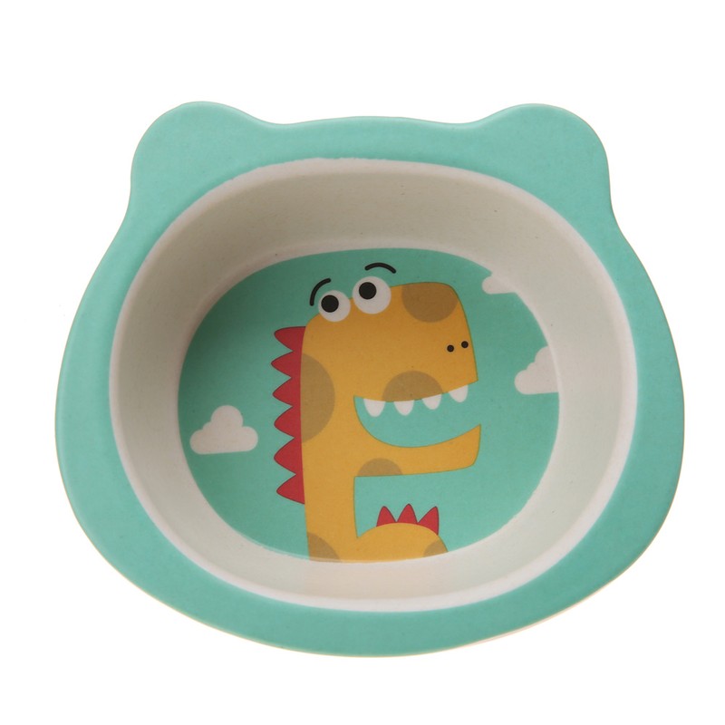 5 pcs set Eco friendly Bamboo Fiber Cartoon Children Tableware