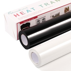 NANAPLUMS Plotter Film Textile, 30.5 cm x 4 m Flex Film Plotter Textile, 1 Roll White and 1 Roll Black Iron-On Film for Textiles, Transfer Film for Iron-On DIY T-Shirt, Fabrics (White and Black)