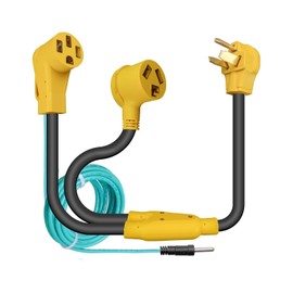 MQLPXI 30A Dryer Y Splitter to RV, for NEMA 10-30P to 14-50R/10-30R, Y Adapter Cord 3 Prong 30A to 4 Prong 50A, with Safety Ground Wire, 3 FT