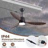 Kinyaras 52" Outdoor Ceiling-Fan with Light: Plug-in Waterproof Hanging Fans,
