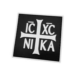 Orthodox Byzantine Cross ICXC Nika Christ Conquers PVC Patch - Compatible with Velcro Patches for Hats, Tactical, Military, Backpacks (B/W Glow Dark)