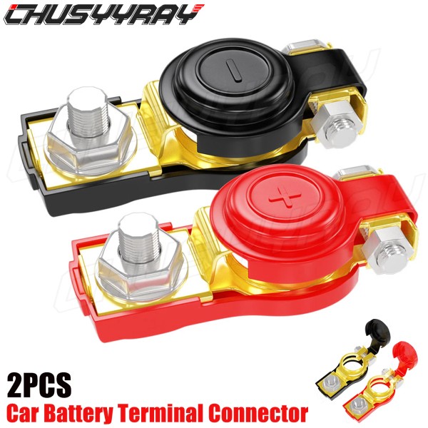 CHUSYYRAY Battery Terminal Top Post Connector Clamp Clips Universal Iron