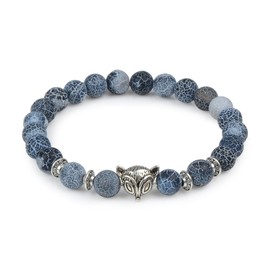 Bracelet Gemstone Crackstone Blue Quartz with Power Animal Fox - Yoga Esoteric Spirituality Astrology, Gemstone, Quartz