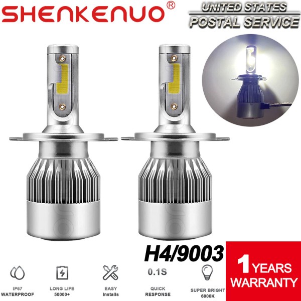 SHENKENUO 9003 H4 LED 6000K Luces de cabeza de haz