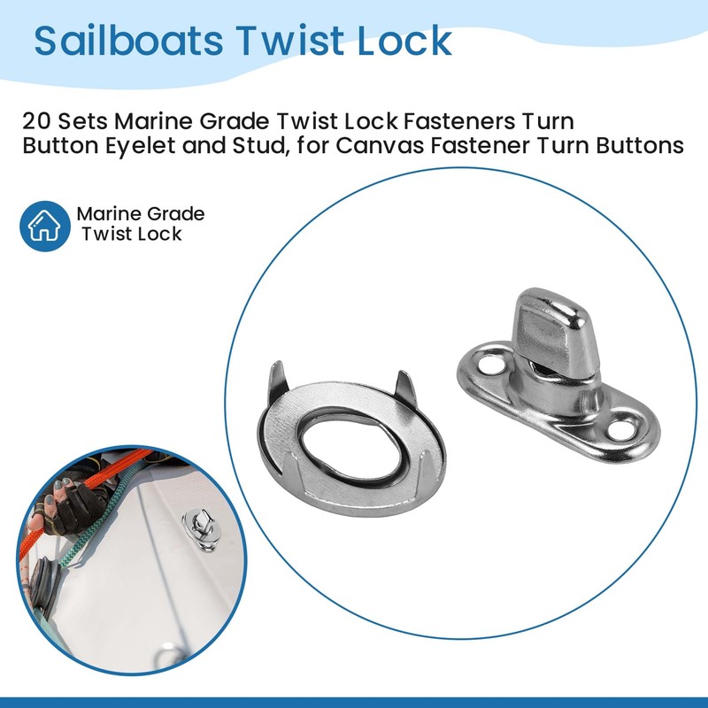 FutureHight 20 Sets Marine Grade Twist Lock Fasteners Rotary Knob