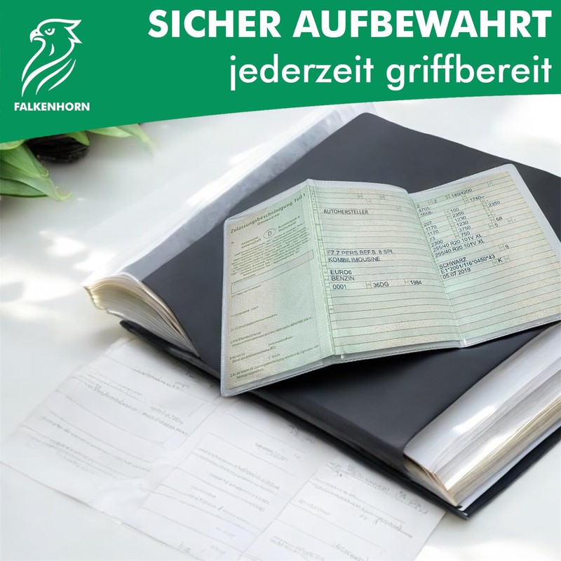 Falkenhorn® Vehicle Registration Document Cover - Transparent Car Registration Document