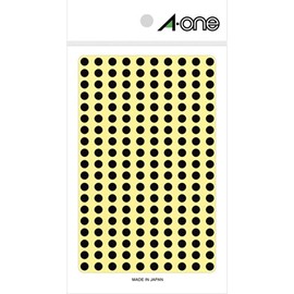 A-One 07069 Color Label Black Round 0.2 inch (5 mm) 9 Sheets