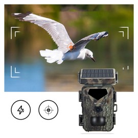 Solar Trail Camera, 20MP 1080P IP65 Waterproof Hunting Camera with Built In Solar Panel, Compact Wildlife Monitor Camera with 65 Feet NightDistanceRecording