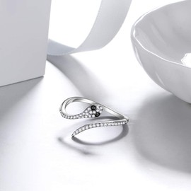 Aurora Tears Snake Rings 925 Sterling Silver Adjustable Animals Rings Brands Open Ring for Men Women DR0081W