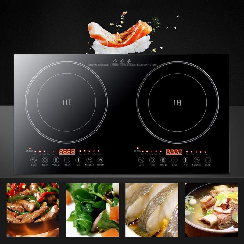DYRABREST Electric Dual Induction Cooktop,Countertop Double Burner with Adjustable Temperature-Portable