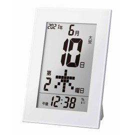 MAG Digital Calendar, Wall Clock, Wall Clock, Stand, Stand, Radio Clock, Day-turning, Calendar, 6.8 x Width 4.8 inches (17.3 x 12.2 cm), White Noi W-786 WH-Z Noah Precision