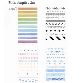 LGEGE 40 Rolls Japanese Style Washi Tape, 5mm Wide, Decorative Rainbow Pattern, Japanese Masking Tape for Scrapbook, Bullet Journal, Gift Wrapping (2m)