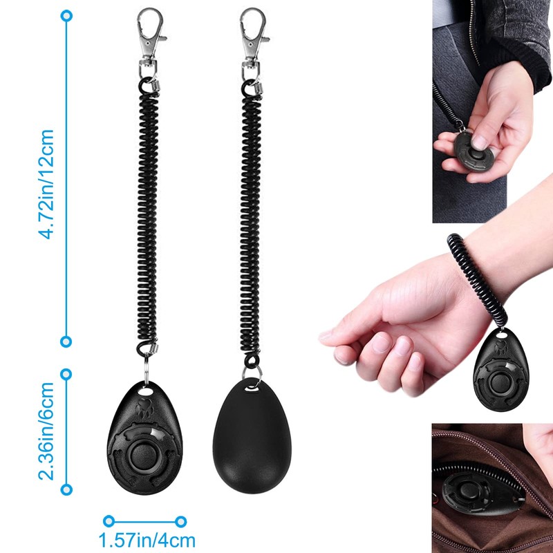 Diyife Dog Clicker, [2 PCS,Black&Green] Pet Training Clicker with Wrist