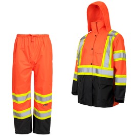 JORESTECH Ultimate All-Weather Safety Orange Raincoat Kit: ANSI Compliant Safety Work Raincoat and Pants, Waterproof