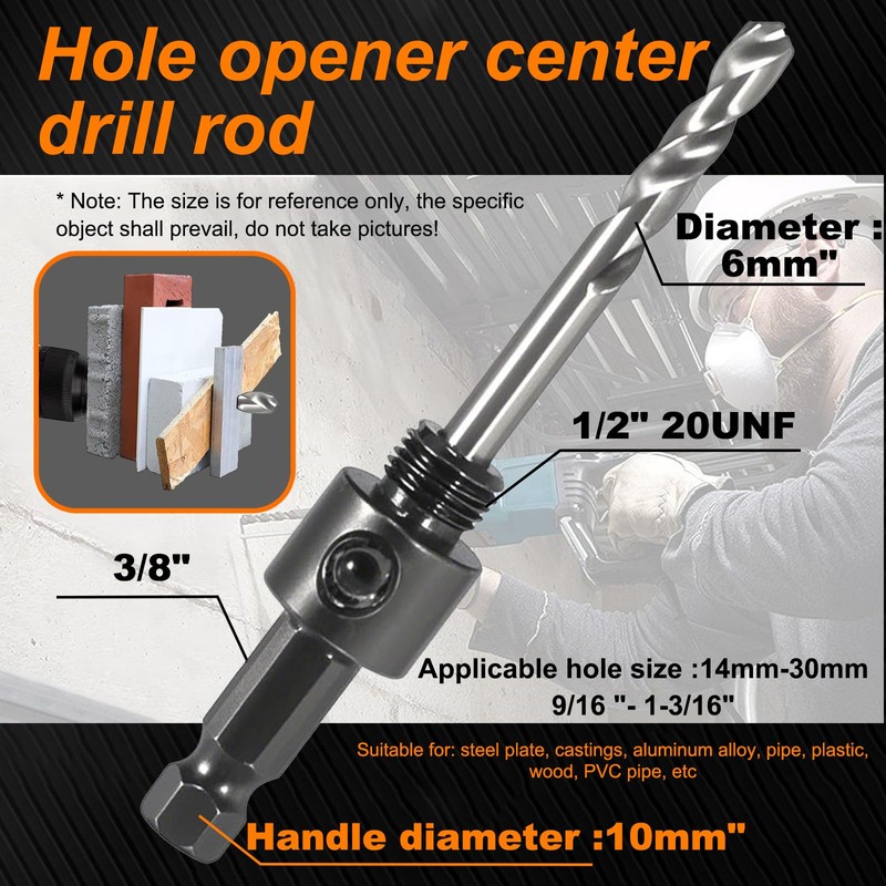 Hole Saw Arbor for 14mm-30mm Hole Saws, Compatible with Starrett,