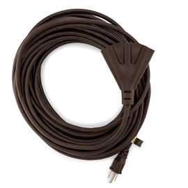Holiday Lighting Outlet 50-Foot Brown Outdoor Extension Cord | 3 Prong Outdoor & Indoor Outlet Splitter | Perfect for Landscape Lighting