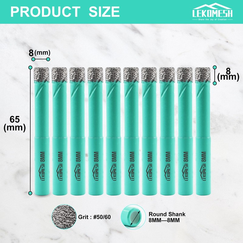 LEKOMESH Diamond Core Drill Bits Tile Hole Saw Cutter 10pcs