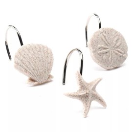 Sonoma Goods Beige Sea Shells For Life Coastal Shower Curtain Hooks 12 PK NEW