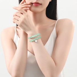 AWARDSEN 2 pieces heart gemstone bracelet women, crystal bracelet gemstone 8 mm gemstone jewellery, healing stones bracelet, partner bracelets, gift for women, No gemstone