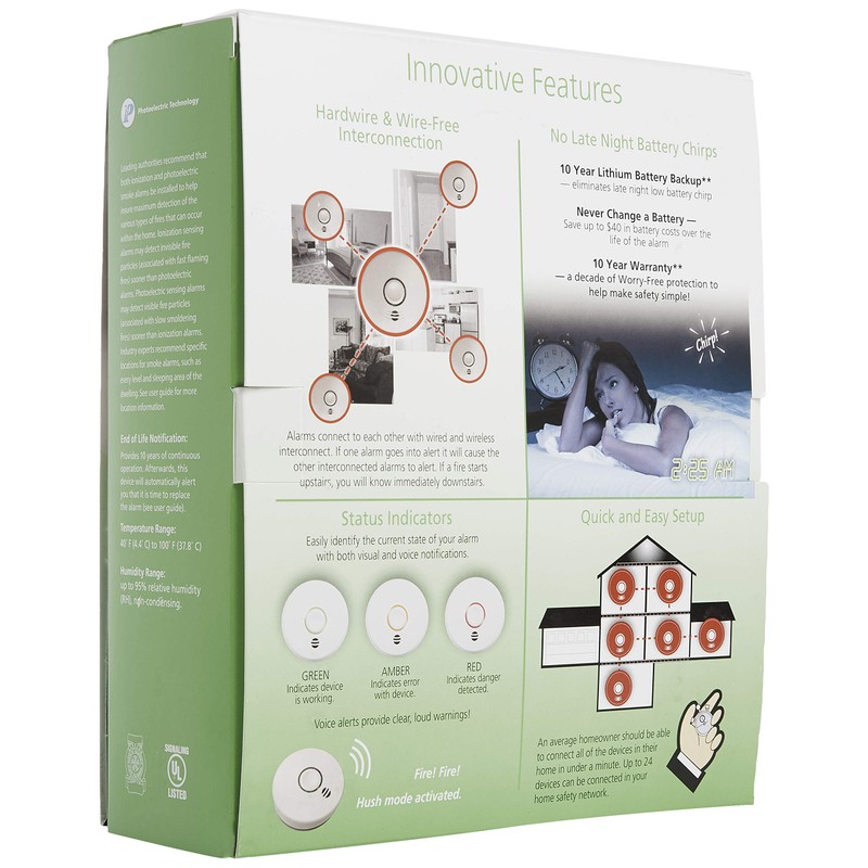 Kidde Wireless Smoke Detector, 10-Year Battery, Voice Alerts, Photoelectric Sensor