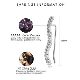 VYYU Silver Ear Cuffs Wave Earrings for Women Teens - Cubic Zirconia Climber Earrings, Hypoallergenic Sleeper Earrings | Womens Jewellery Earrings Christmas Birthday Gifts