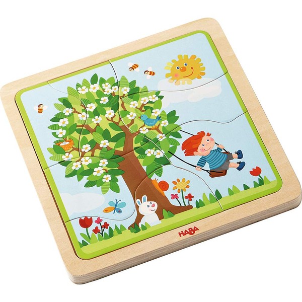 HABA Wooden Puzzle My time of Year with Four Layers - One for Each Season - 22 Pieces in All - Ages 3 and Up