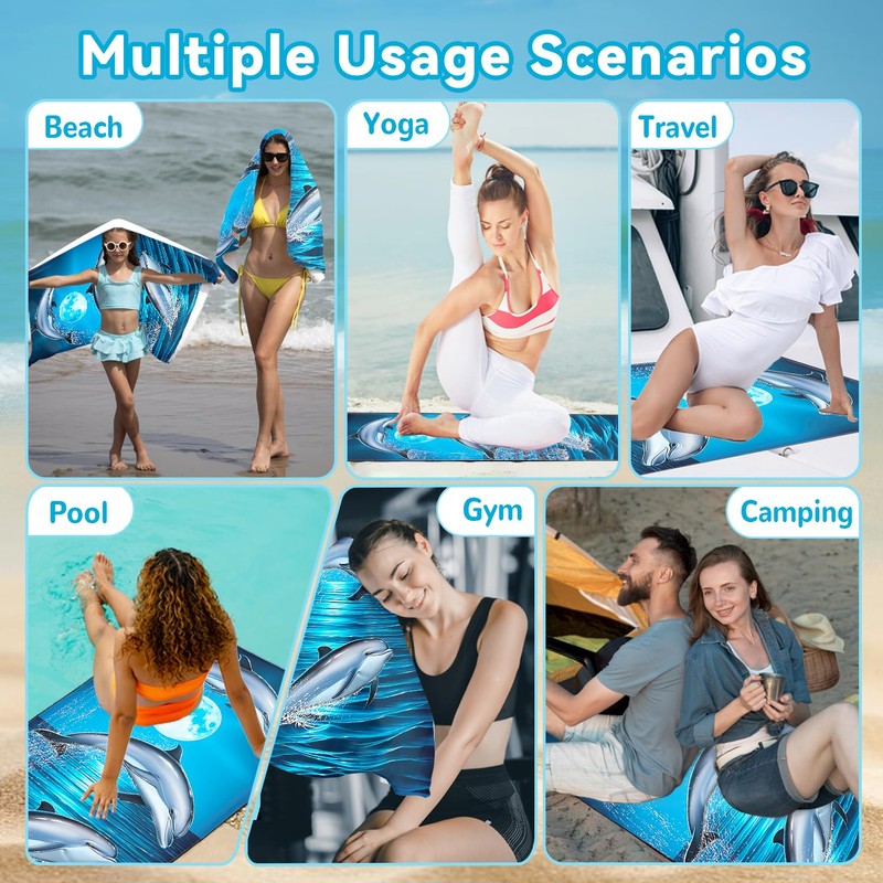 Zomer Beach Towel Large 90 x 180 cm Quick-Drying Microfibre