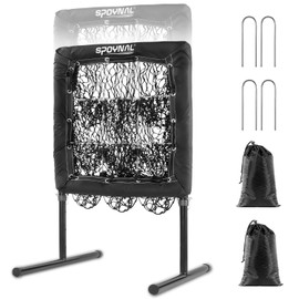 9 Hole Baseball Net, Pitching Net with Strike Zone - Adjustable Height Baseball & Softball Training Equipment, Portable Baseball Pitching Net with Carry Bag, Sandbags, Ground Pegs