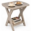 Small Outdoor Side Table, 2-Tier Patio Table,15.7"L x 11.5"W,Brown