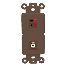 RiteAV 1 Port Speaker Plug Jack Wall Plate with 1 RCA for Subwoofer - Rocker [Brown/Brown]