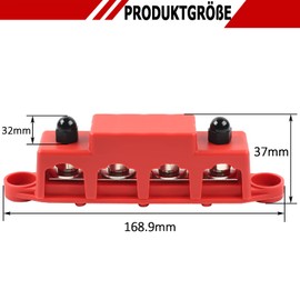 HOIIME 12 V - 48 V Bus Bar Power Distribution Block with 4 x M10 Terminal Studs, High Performance Module BUSBAR with Cover for Cars RVs Ships Yachts (Red & Black, 2 pieces)