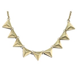 Magic Metal Triangle Pyramid Studs Necklace Arrowheads Geometric ND27 Gold Tone Fashion Jewelry