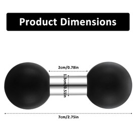 1 Inch Double Ball Mount Base Ball Adapter Mount Holder Compatible with Ram Mounts B Size Double Socket Arms, GPS, Bike Motorcycle Phone Holder, Camera, Black, Silver, Stainless Steel and TPU