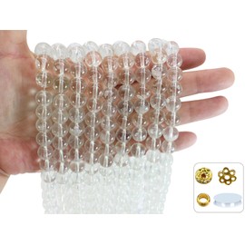 Pamir Tong 500PCS 10mm Clear Glass Beads for Jewelry Making,Round Smooth Beads, Bracelet Space Loose Beads for Jewelry Making Earring, Necklaces, DIY Crafts & Gifts #365