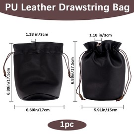 Beebeecraft PU Leather Coin Pouch Medieval Drawstring Bag Purse Vintage Middle Ages Portable Renaissance Dice Bag for Cosplay Reenactment Change Holder Organizer Men Women Black 6.7 x 6.9 inch