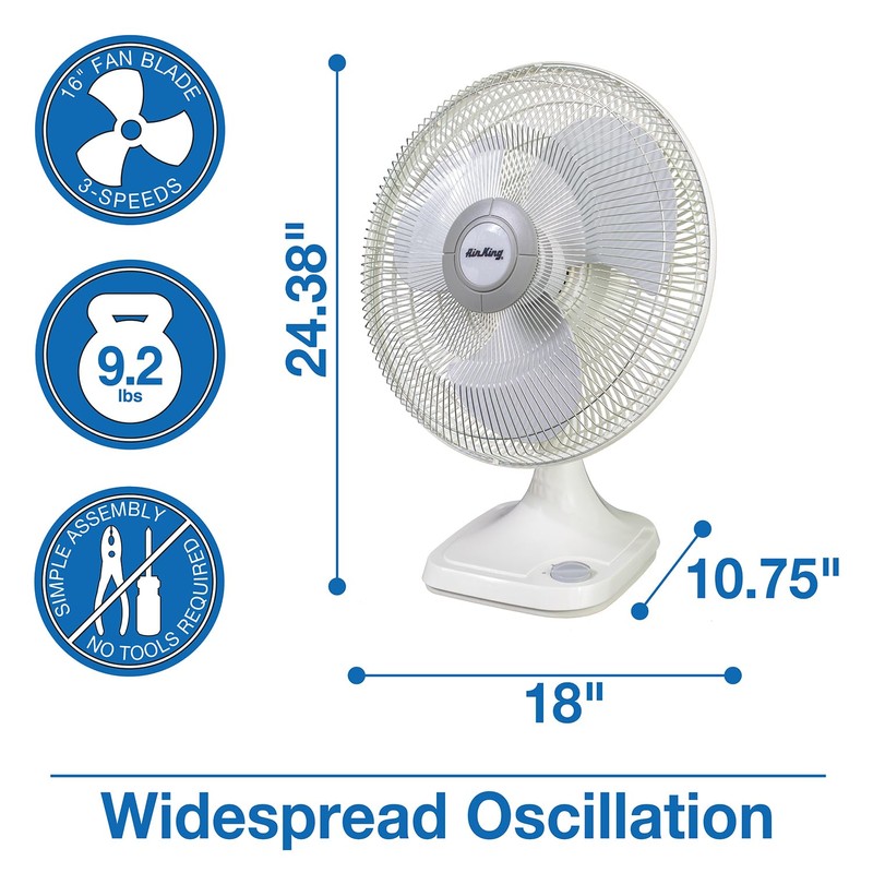 Air King 9106 16-Inch 3-Speed Oscillating Table Fan