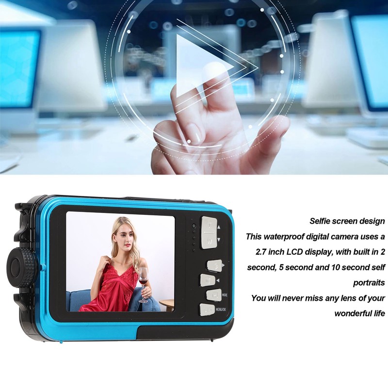 Waterproof Digital Camera 1080P 30MP 16X 10FT Underwater Camera for