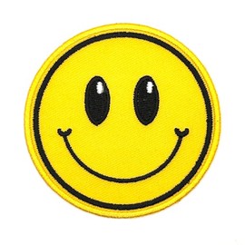 3" Smiley Face Iron On Patch - Embroidered Happy Emoji Smiley Face Applique Appliques Iron On Sew On Patches for Holes, Clothing, Jeans, Hat, Backpacks, Clothes - Smiley Face Patch