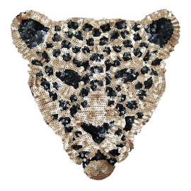 ARTEM Sequins Leopard Head Patch Sew on Patch Rope Embroidered Sequins Pattern Cloth Stickers for Decoration Clothing 1 Pcs